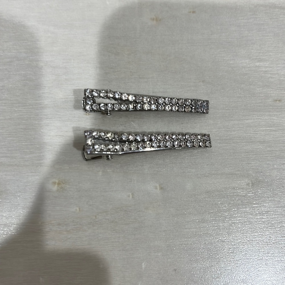 Silver and Crystal Hair Clips